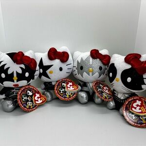 Ty Hello Kitty Kiss Rock Band Plush Set with Red and Silver Accents
